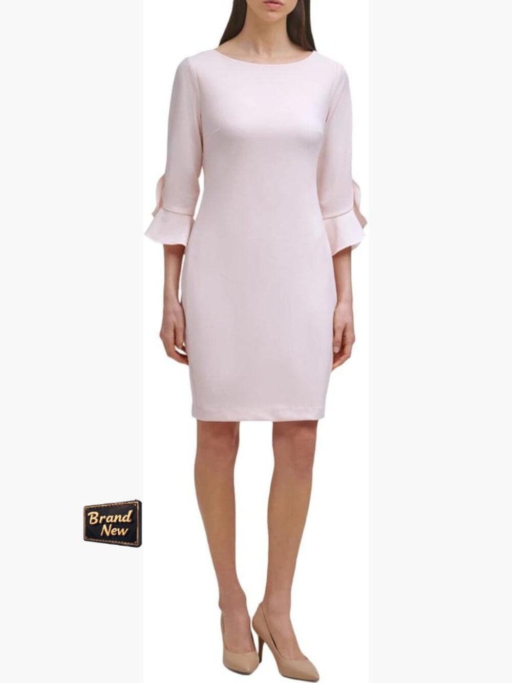 Women's Tulip Sleeve Shift Dress Petal Pink Cocktail Wedding Guest
